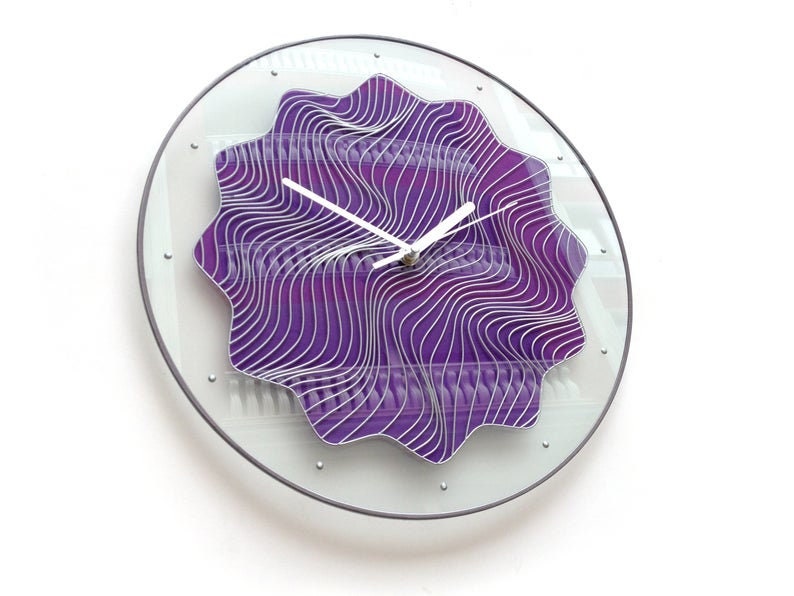 Glass Wall Clock Large Clock Unique Gift Round Wall Clock Etsy