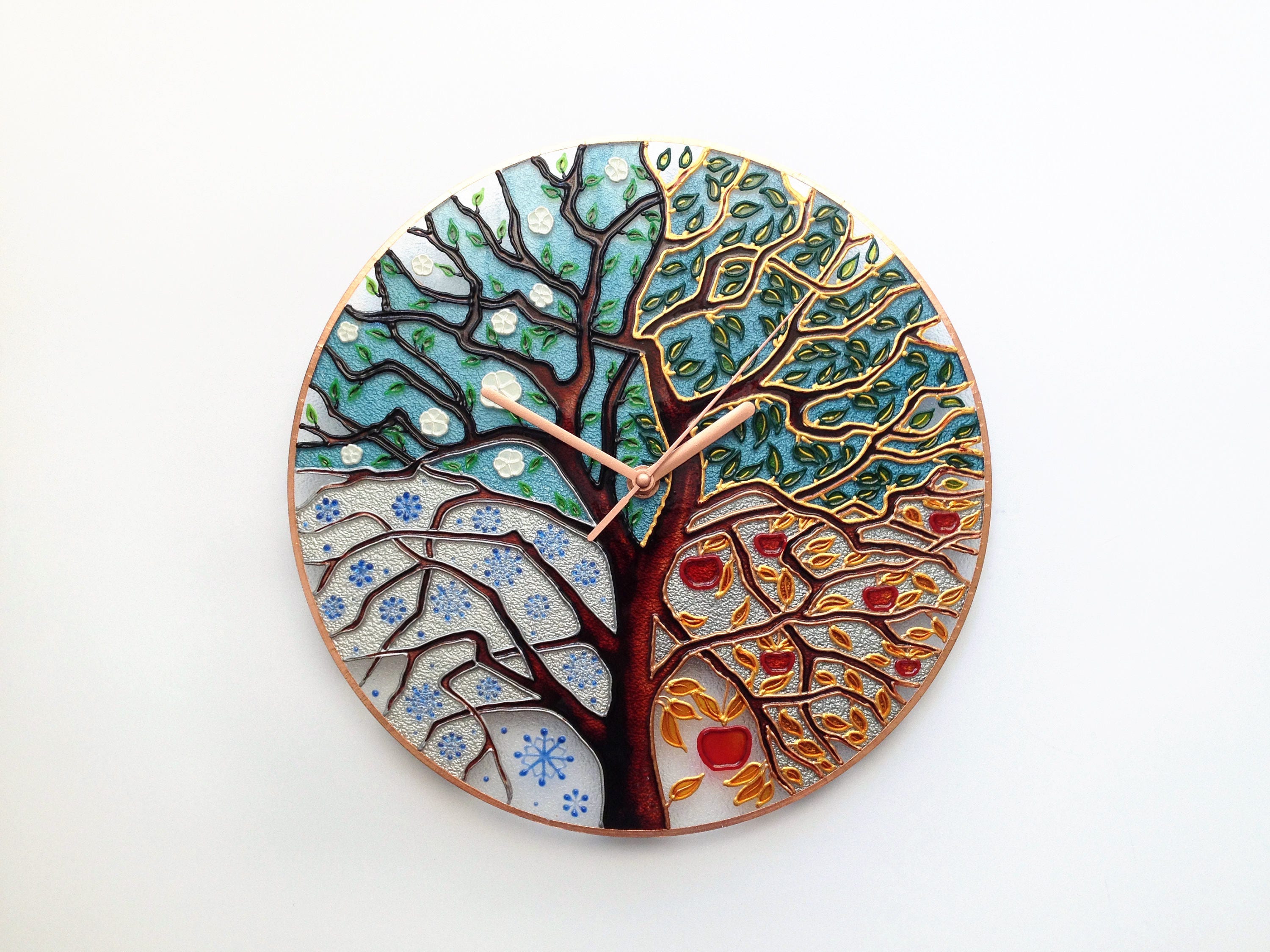 Stained Glass Clock Wall Clock Stained Glass Glass Etsy