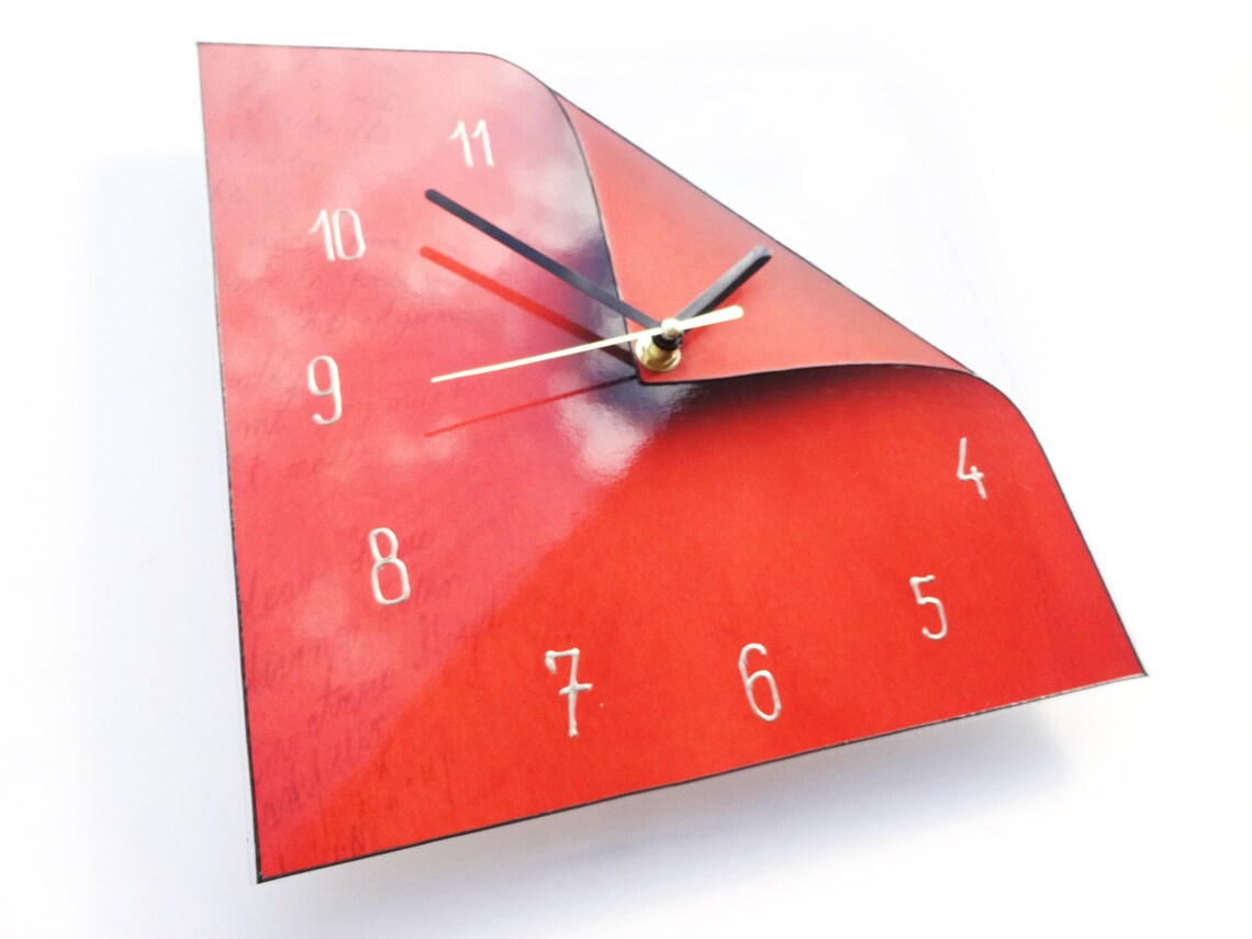 Modern Wall Clock Red Clock Trendy Wall Clock Oversized Etsy