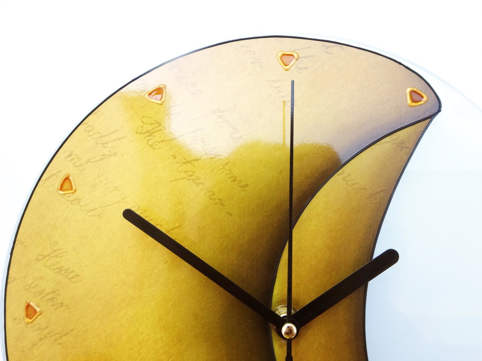 Wall Clock Kitchen Wall Clock Yellow Clock Art Glass Clock Etsy