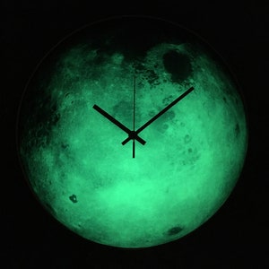 Hand-painted Moon wall clock, with a mystical glow perfect for astrology enthusiasts. This celestial decor piece is ideal for yoga studios or office interiors, making it a magical gift for Cancer zodiac signs.
