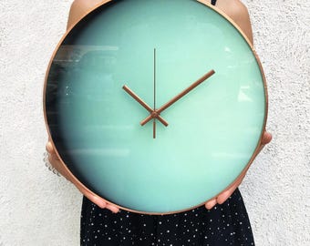 Uranus Planet Clock, Wall Clock, Glow In The Dark, Oversized clock, Space Decor, Glass wall clock, Unusual clock, Elegant clock, Big clock