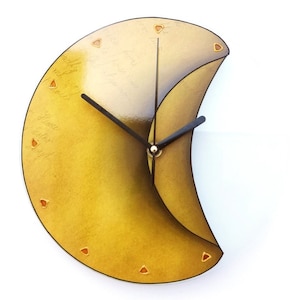 Orologio da parete in vetro rustico giallo banana: Art Déco dipinto a mano
