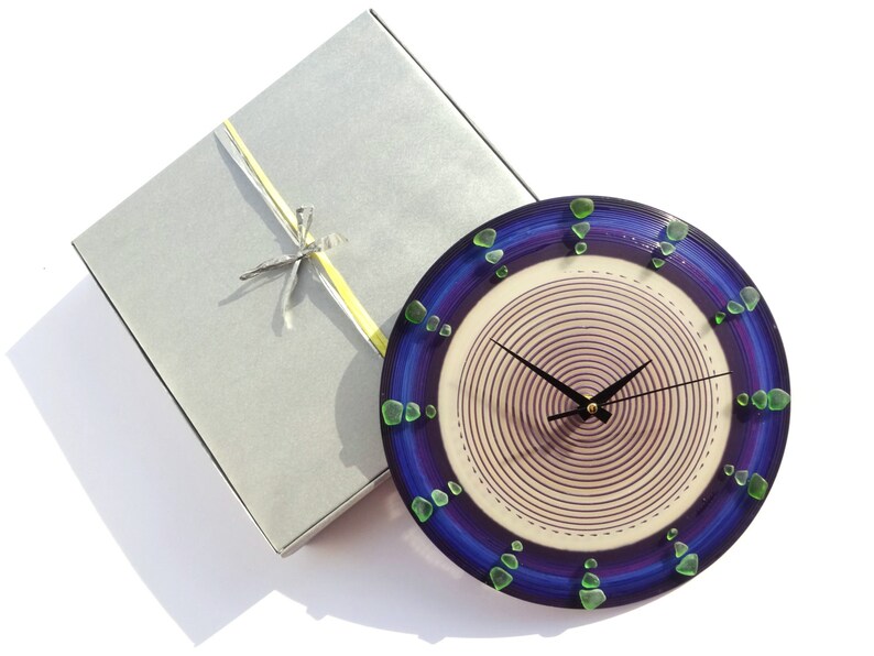 Hanging Clock Silent Wall Clock Unique Art Clock Purple Etsy