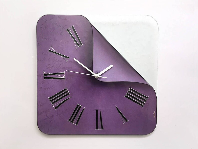 Custom Clock Art Wall Large Steampunk Purple Decor Design Oversized Hanging Quirky