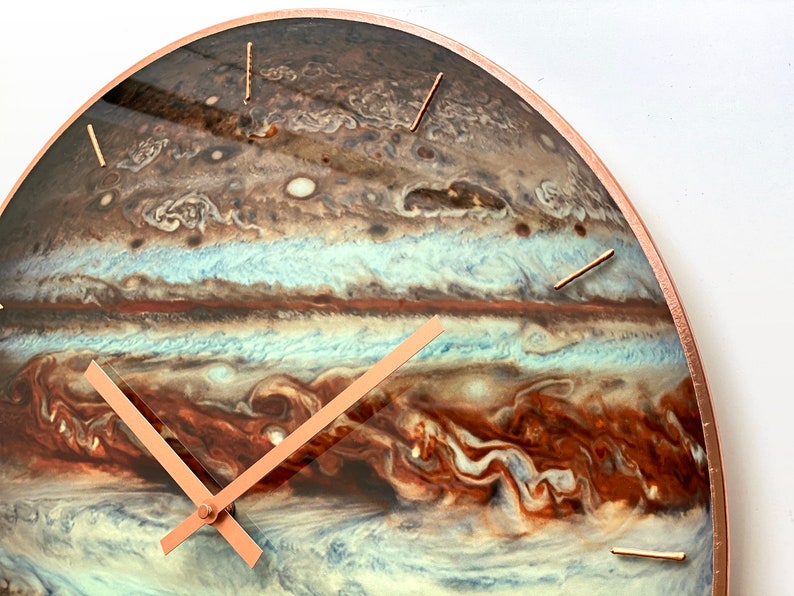 Large Wall Clock, Modern Clock, Wall Clock, Home Wall Clock, Rustic Clock, Boho Decor, Jupiter Planet, Contemporary Decor, Glowing Planet image 6