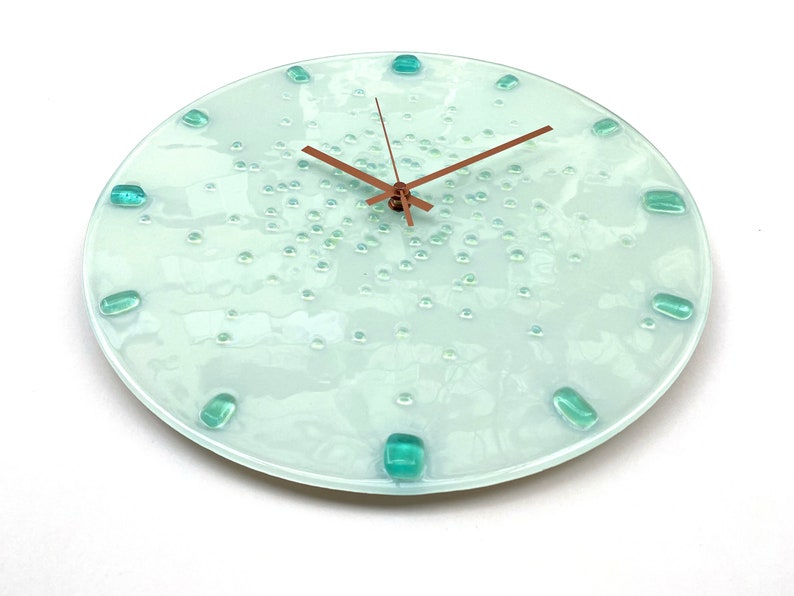 White Fused Glass Wall Clock White Wall Clock 10 Etsy