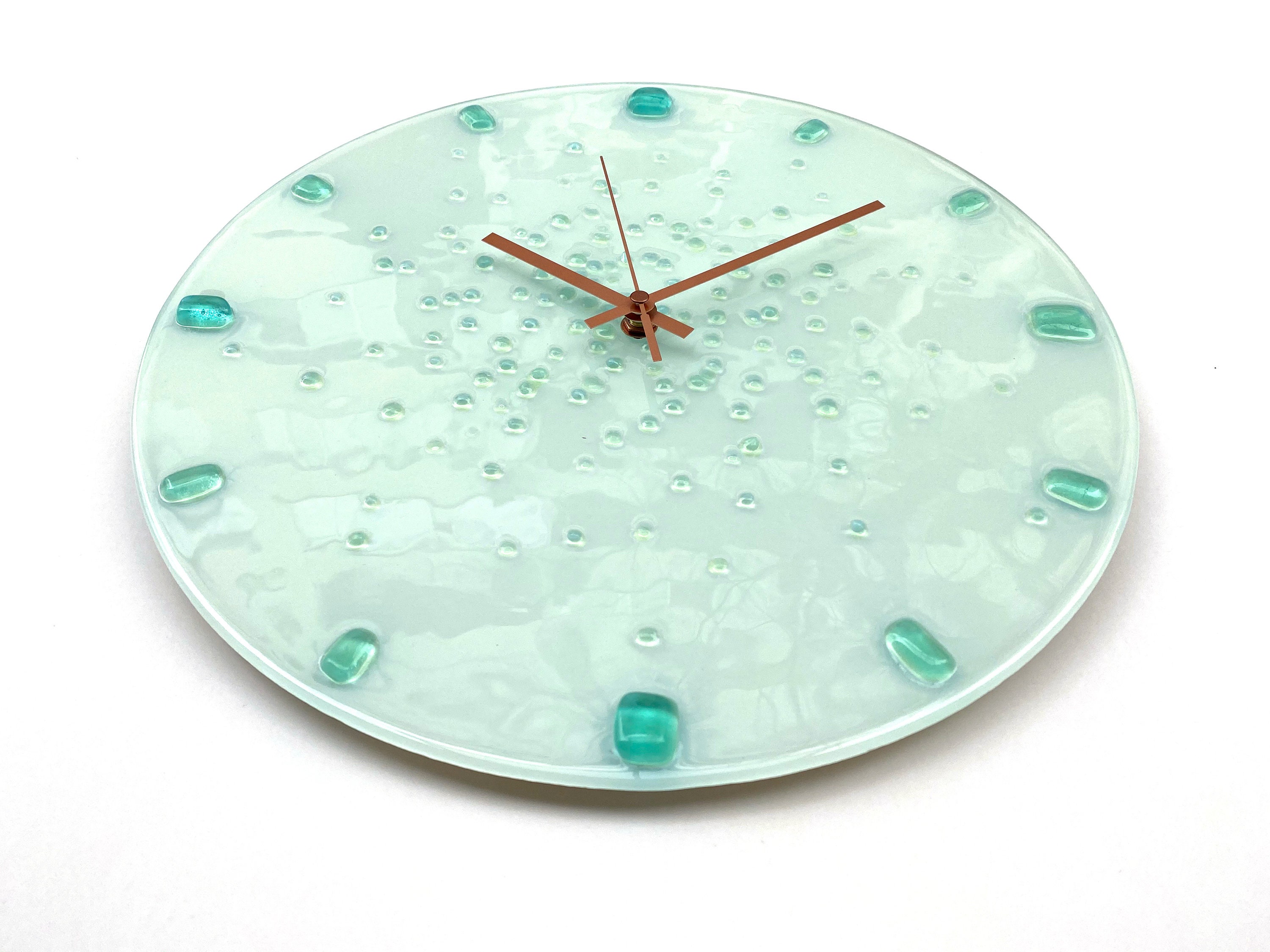 White Fused Glass Wall Clock White Wall Clock Glass Clock Etsy UK