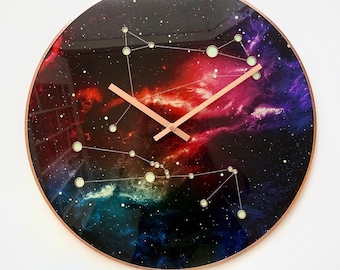 Love Constellation, Taurus+Gemini, Wedding Gift Clock,Gift for Couple,Constellation Clock,Anniversary Gift,Wedding Anniversary Gift,Noisless