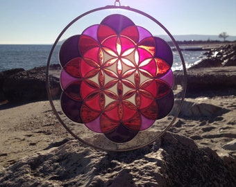 Flower of life, Stained Glass Mandala , Sacred Geometry Art, Stained Glass SUNcatcher, Wall Нanging, Wall Decor, Yoga Gift, Yoga Decoration