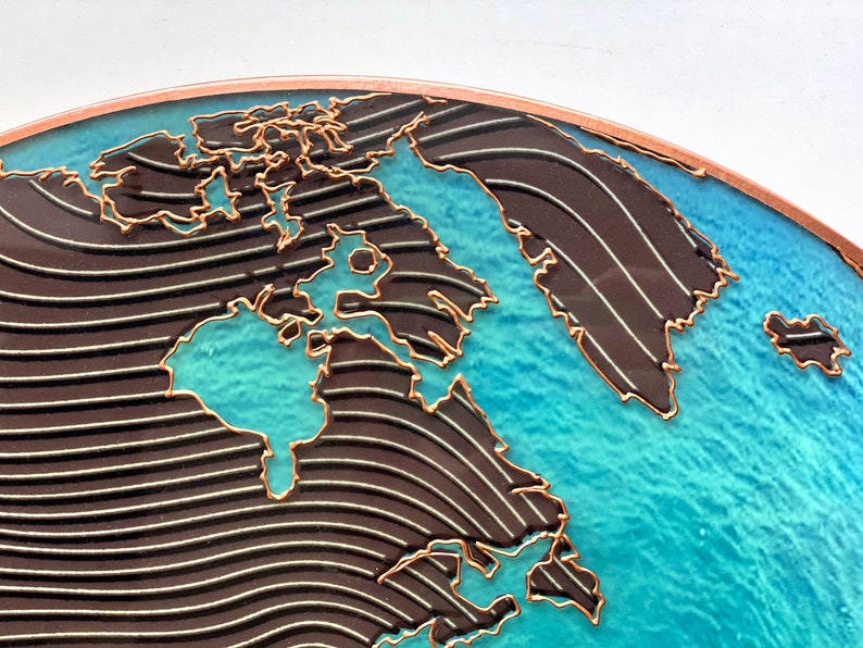 Glass Wall Clock Sea Blue Decor Huge Globe Clock Unique Etsy