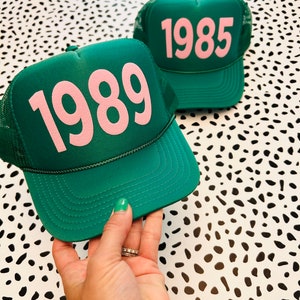 custom birth year trucker hat/90s kid/custom birthday gift/30th birthday gift/80s baby/bachelorette party