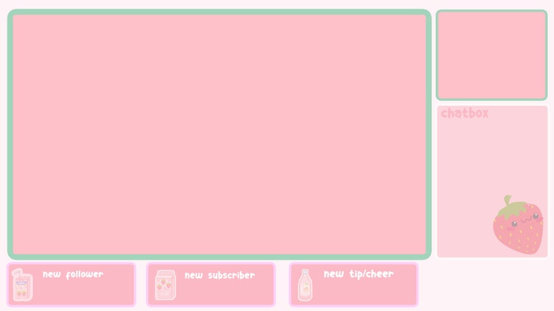 Kawaii Strawberry Milk Overlay para Twitch/Youtube/Streaming | Etsy