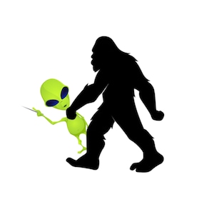 Big Foot Alien PNG JPG Canva Gift Yeti Sasquatch Big Foot Believer UFO Christmas Shirt Decal Mug Tumbler