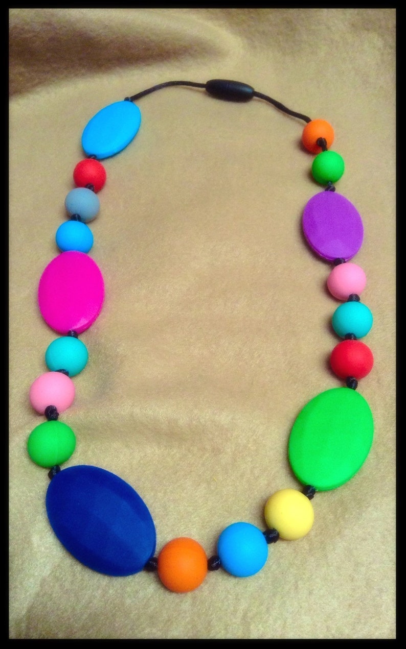 Silicone teether necklace RAINBOW
