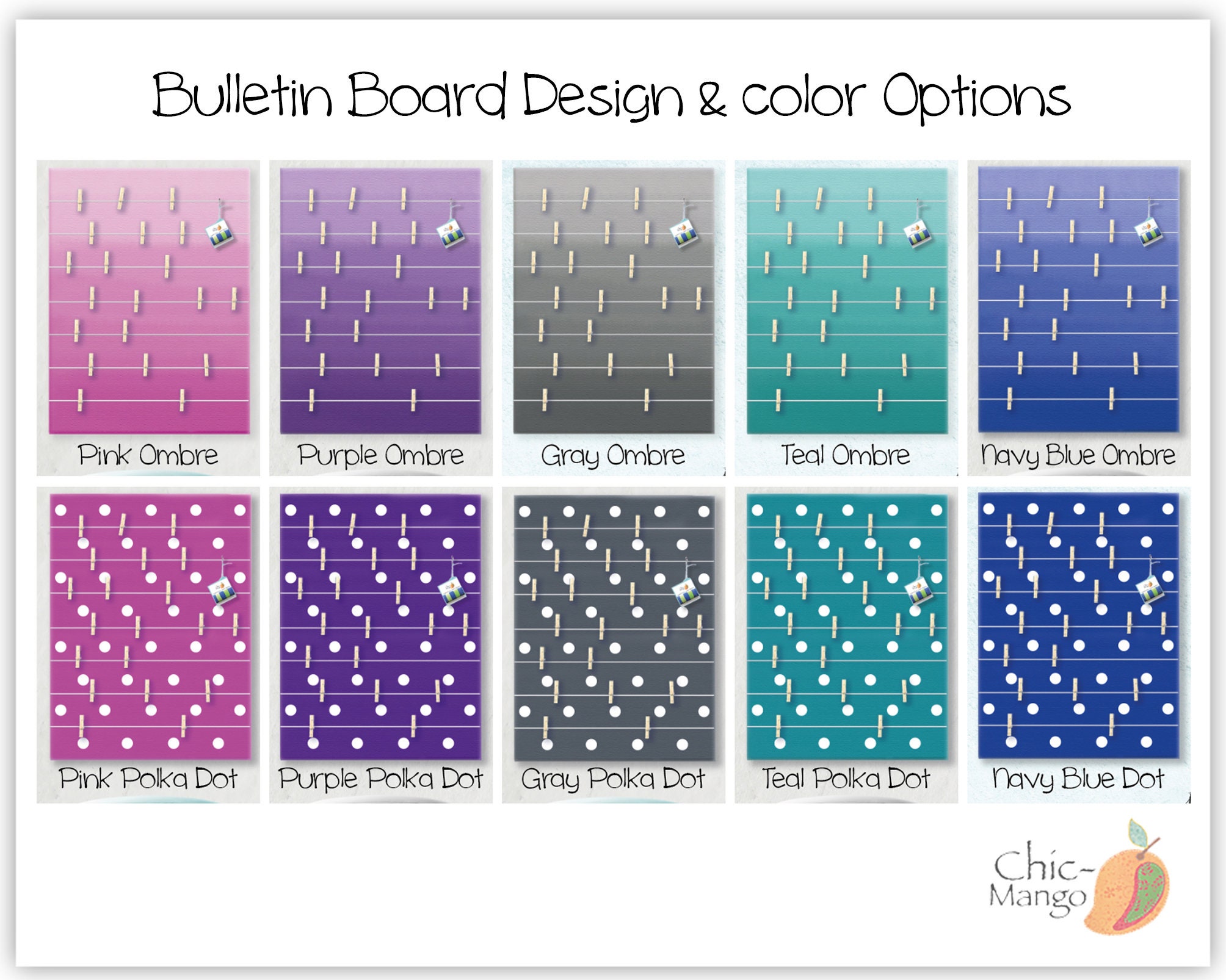 Custom Bulletin Board Purple Ombre Memo Holder Kids Room Etsy