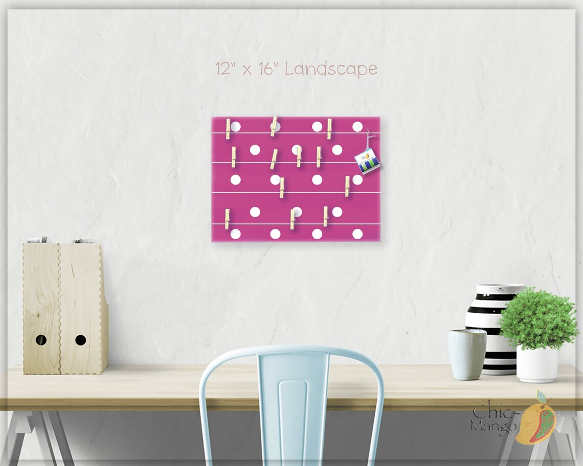 Pink Bulletin Board for Teen Room Pink Polka Dot Room Decor Etsy