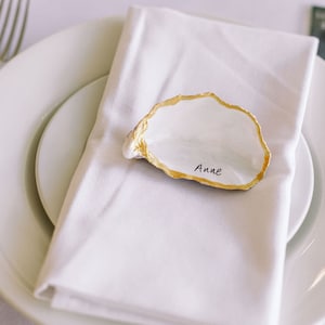 Custom Gold Australian Pearlescent Oyster Shell Place Card Decoration