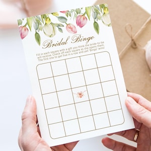 Tulpe Braut Bingo Spiel Vorlage, Bingo Karte, Frühling Blumen Brautdusche Spiel, Duschaktivität, Rate Spiel, Cottagecore 102
