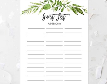 wedding guest list etsy