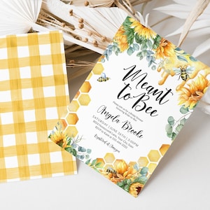 Honey Bee Bridal Shower Invitation, Meant To Bee Invitation, Sunflower Wedding Shower, Summer Bridal Brunch, DIY Editable Template, BEE