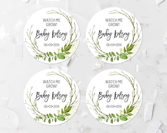 Personalized Greenery Favor Labels Printable Green Foliage Baby Shower Favor Tags Greenery Baby Shower Favor Stickers Shower Decoration 263