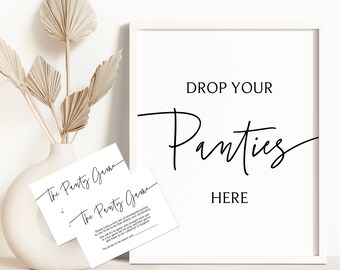 Drop Your Panties Here Game Sign and Invitation Insert Cards, Printable, Bridal Shower Game, Lingerie Game, Bachelorette Party Activity BP1