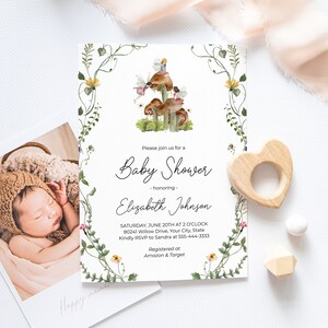 Fairy Baby Shower Invitation, Wildflower Baby Brunch Invite, Baby Girl Invite, Garden Party Invite, DIY Editable Template 261