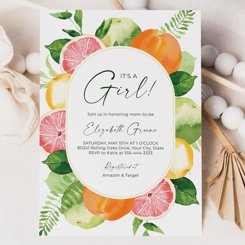 Citrus Baby Shower Invitation Oranges Baby Brunch Invite Etsy