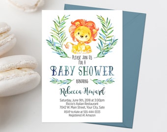 Lion Baby Shower Invitation Printable Safari Baby Shower Invite Jungle Baby Shower Invite Lion Shower Invite Boy Baby Shower Invitation 104