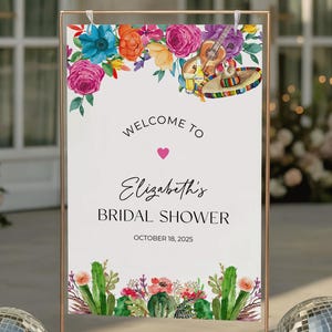 Fiesta Welcome Sign, 20x30, Mexican Floral Welcome Poster, Bridal Shower Decoration, Birthday Party Decor, DIY Editable Template 241