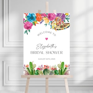 Fiesta Welcome Sign, 18x24, Mexican Floral Welcome Poster, Bridal Shower Decoration, Birthday Party Decor, DIY Editable Template 241