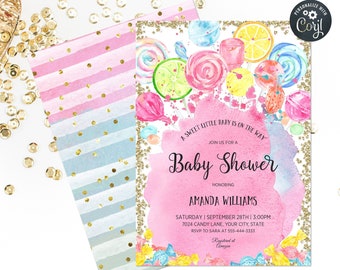 candy themed baby shower invitations