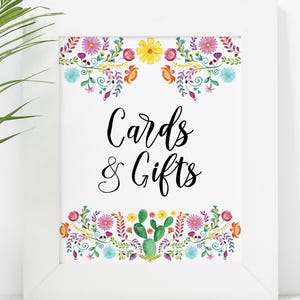 Enseigne pour cartes et cadeaux Fiesta, imprimé cactus et fleurs pour baby shower ou table de fête, téléchargement immédiat d'inspiration mexicaine 353