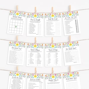 Fiesta Bridal Shower Game Bundle, Set of 12 Games, Mexican Floral Bridal Shower Games, Colorful Flowers, DIY Editable Template 353