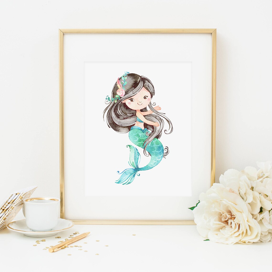 Mermaid Printable Mermaid Prints Mermaid Nursery Decor Mermaid | Etsy