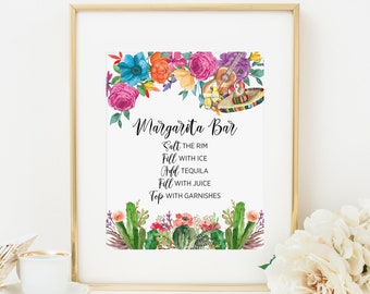 Fiesta Margarita Bar Sign Printable Mexican Themed Party Sign Fiesta Bridal Shower Drink Sign Mexican Cocktail Sign Shower Decor 241