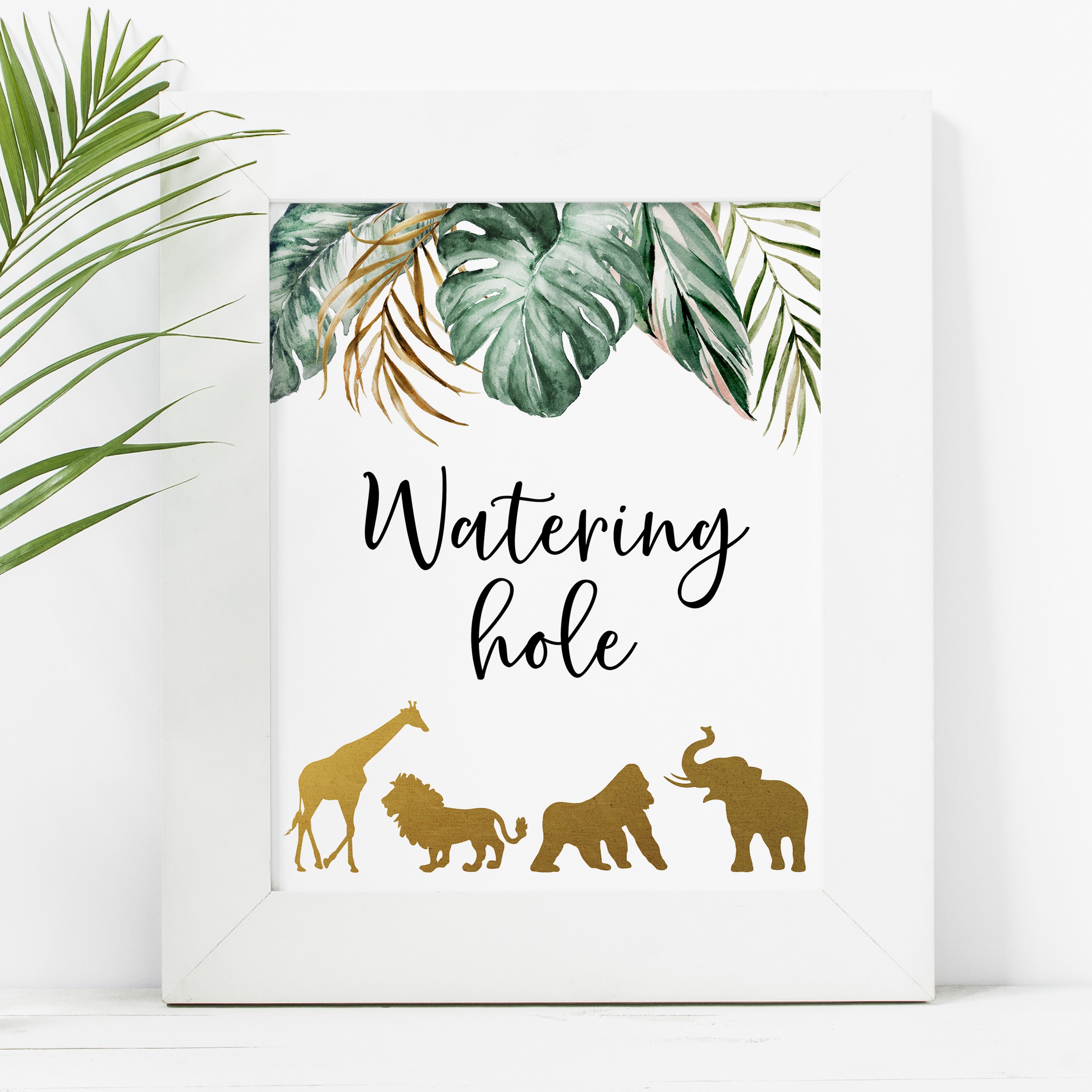 Jungle Watering Hole Sign Printable Safari Baby Shower Drink | Etsy