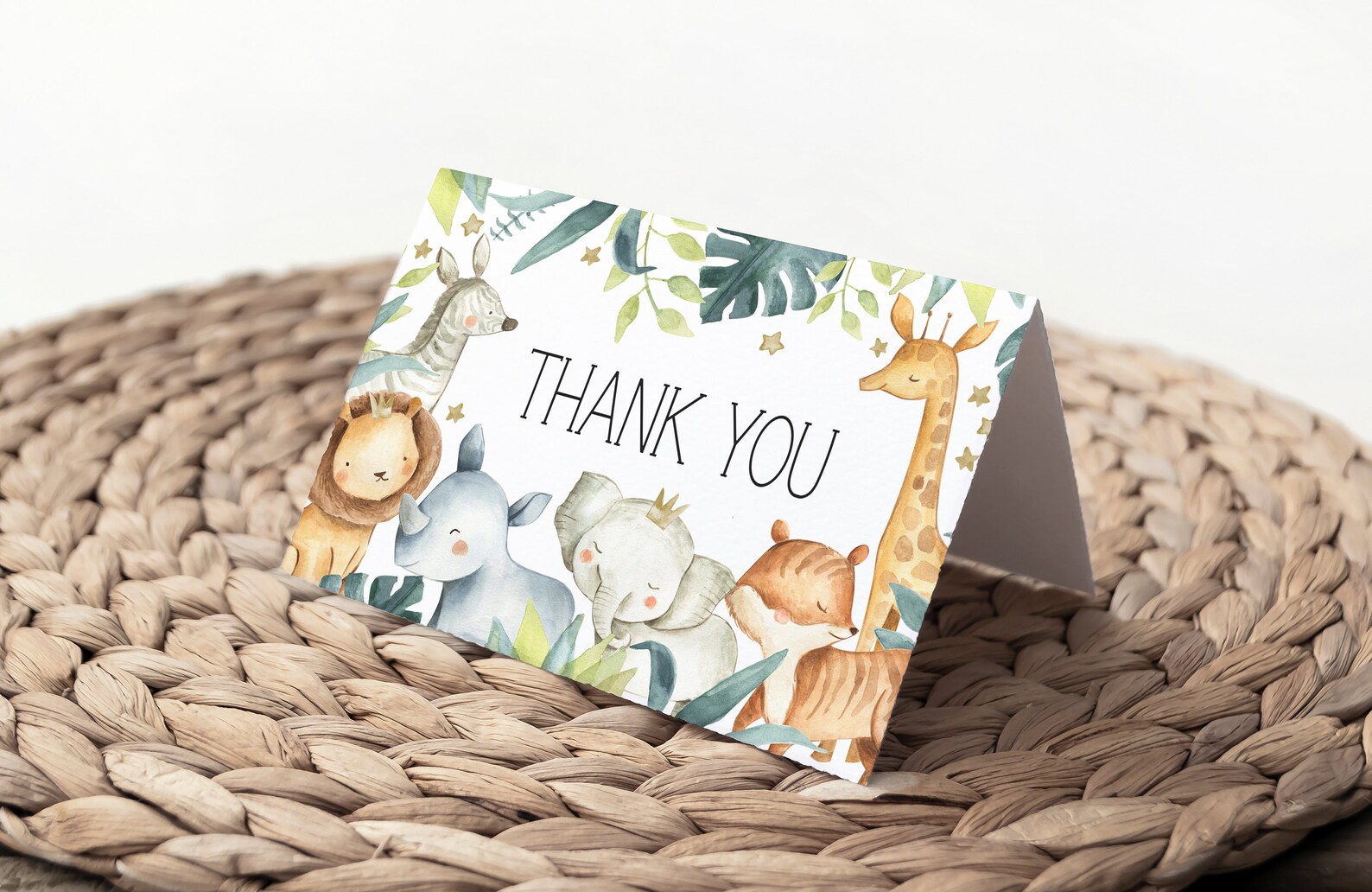 Jungle Thank You Card Printable Jungle Baby Shower Thank You Etsy
