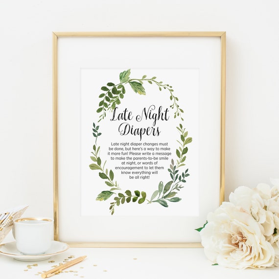 Late Night Diapers Game Sign Printable Diaper Messages Etsy