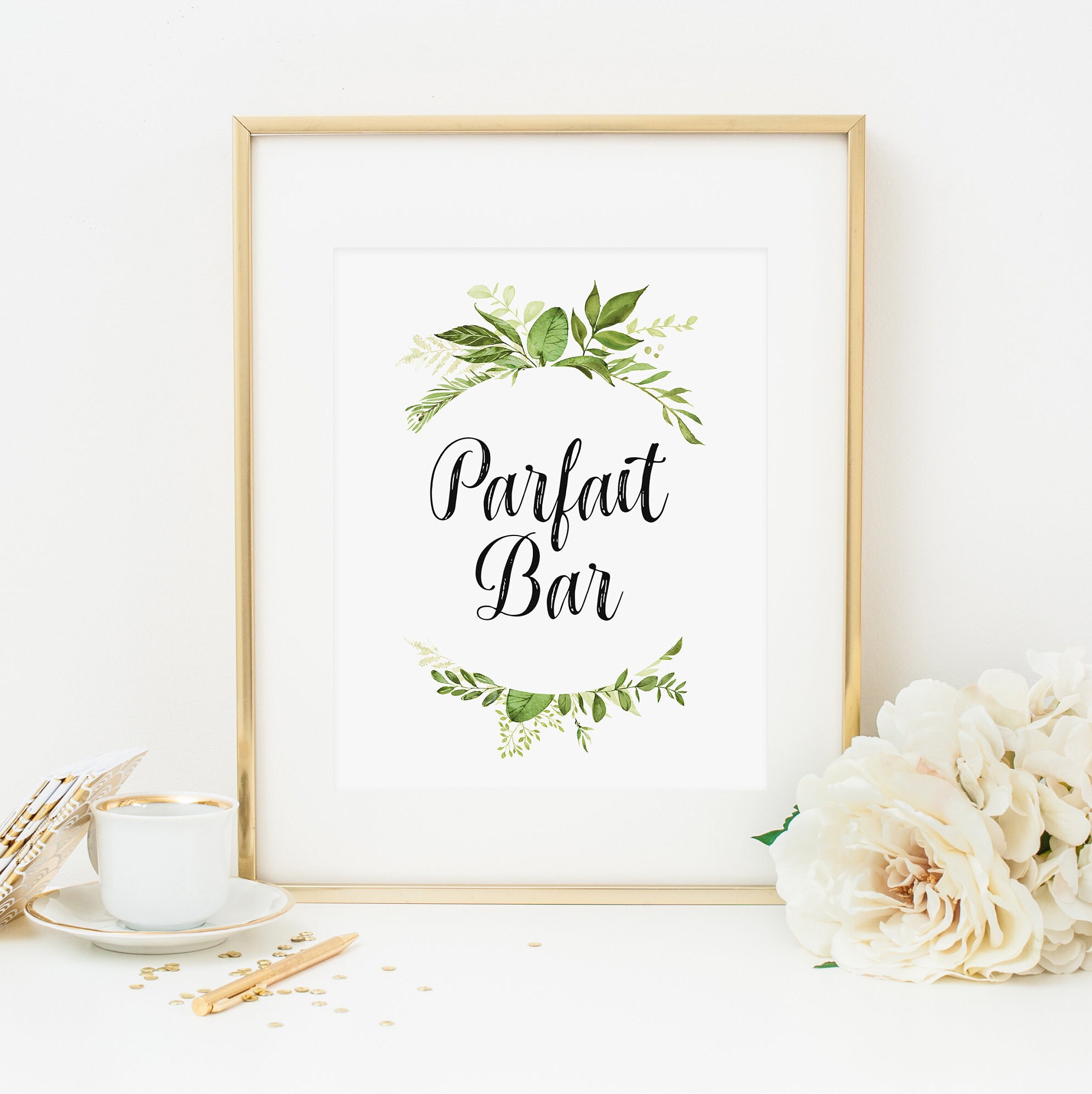 Greenery Parfait Bar Sign Printable Green Foliage Yogurt Bar | Etsy