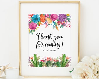 Thank You For Coming Please Take One Sign, Printable, Favors Sign, Fiesta Bridal Shower Decoration, Mexican Baby Shower Sign Wedding 241