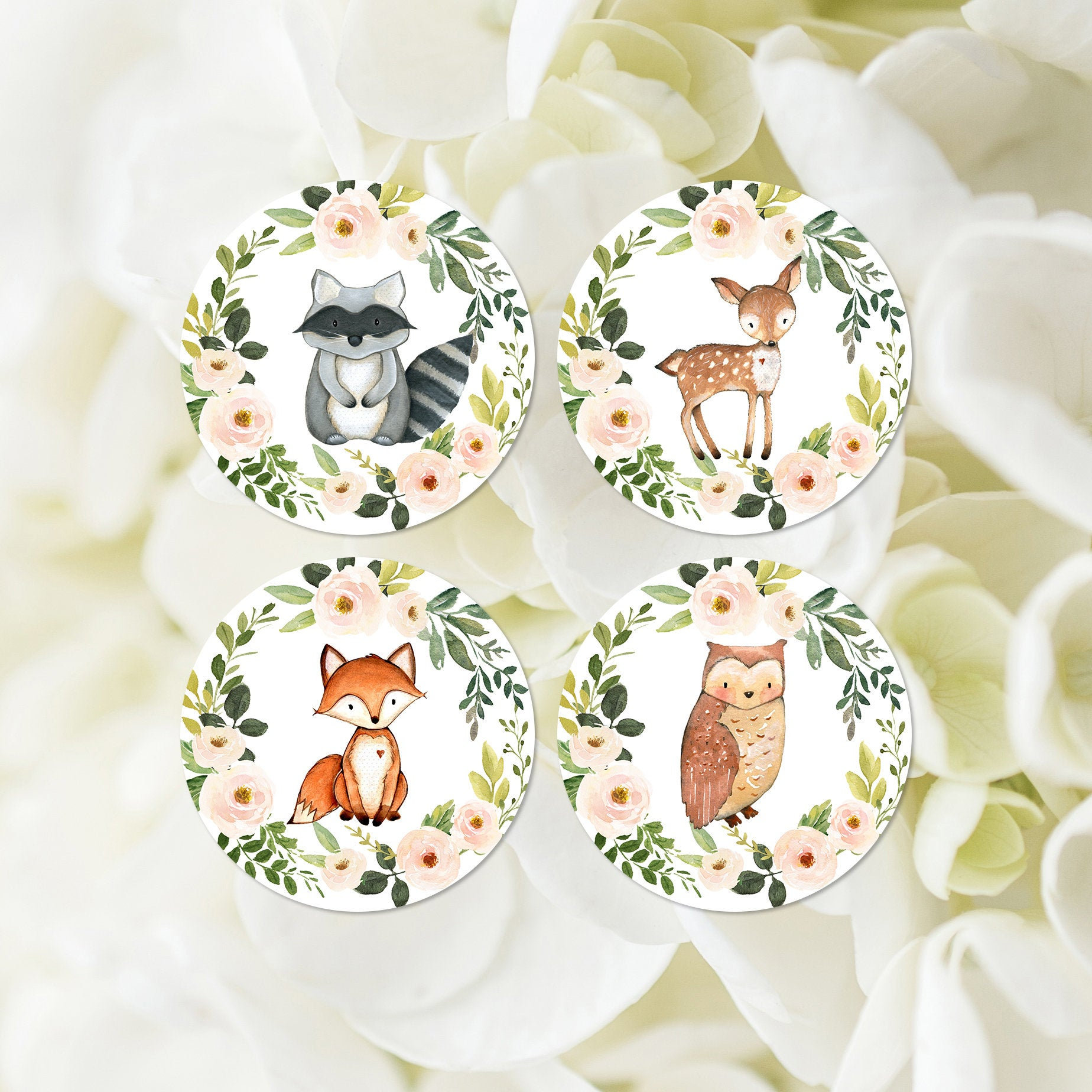 Woodland Animal Cupcake Toppers Printable Pink Floral Baby - Etsy