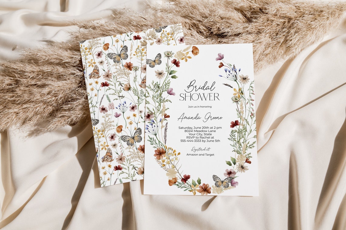 Wildflower Bridal Shower Invitation Bridal Brunch Invite image 1