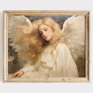 Angel Painting, Guardian Angel Art Print, Religious Wall Art, Christian Home Decor, Christmas Angel, Woman Angel Print, Printable Wall Art
