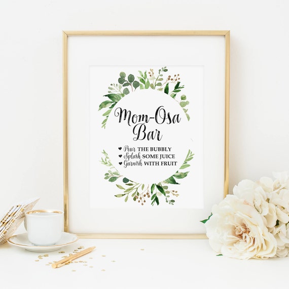 Mimosa Bar Printable Green Foliage Mom Osa Drink Table Sign Etsy Mimosa Bar Printable Green Foliage Mom Osa Drink Table Sign Etsy