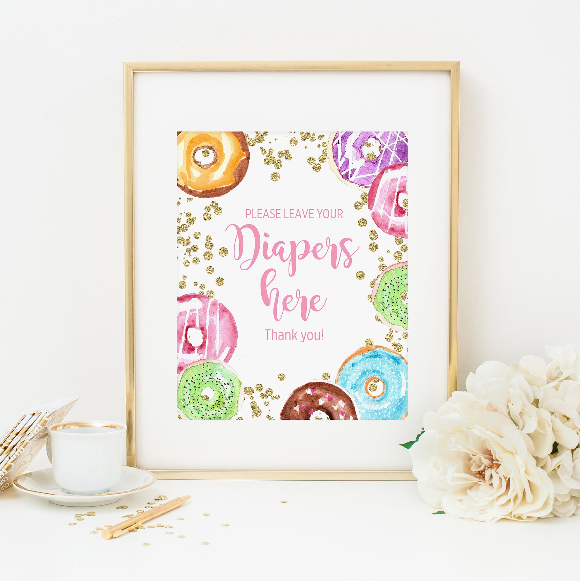 Donut Diaper Sign Printable Please Leave Your Diapers Here Etsy