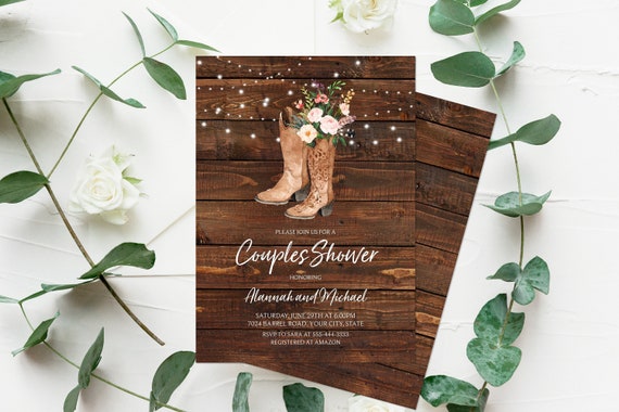 Rustic Couples Shower Invitation Editable Template Country | Etsy