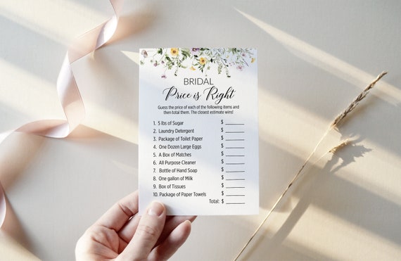 Wildflower Bridal Price is Right Game Bridal Price Game - Etsy