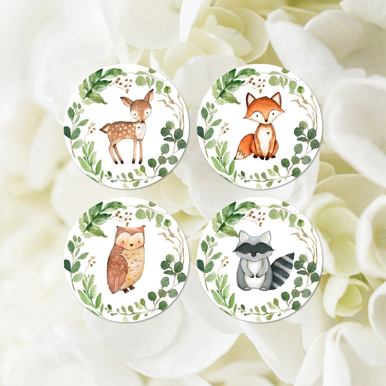 Woodland Animal Cupcake Toppers Printable Greenery Baby Etsy Australia